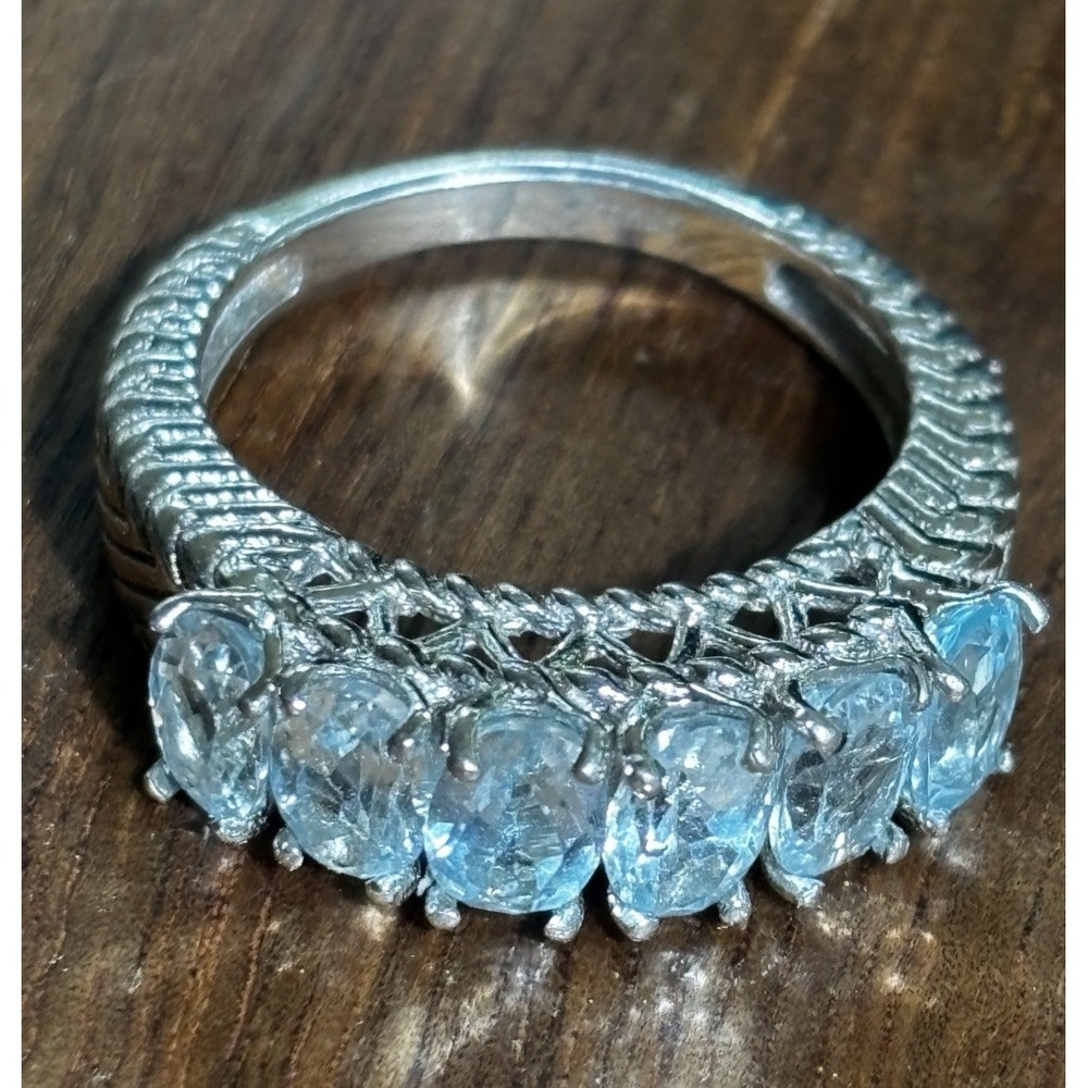 Natural Blue Topaz Sterling Silver Ring Size 7
